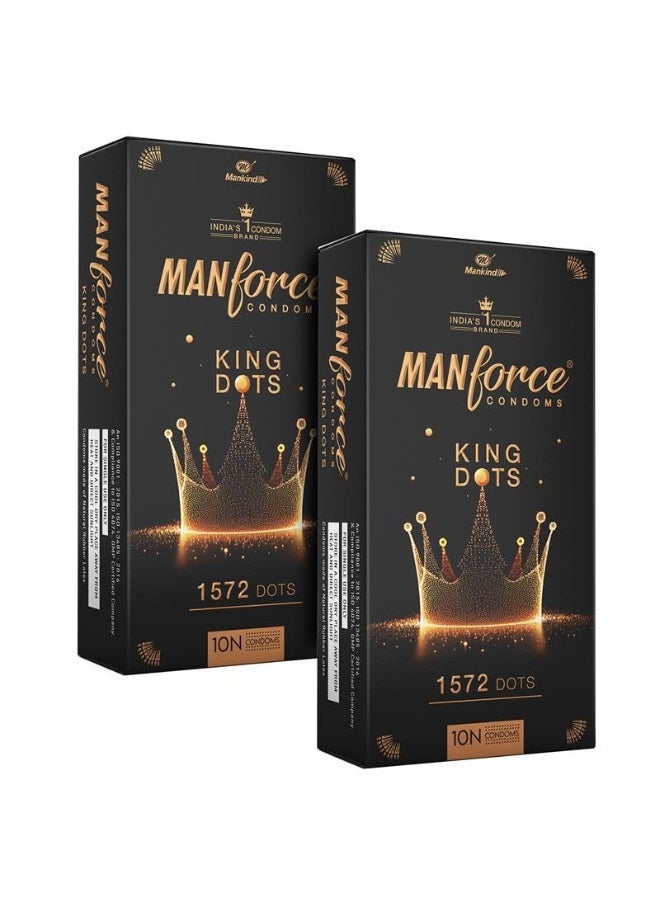 Manforce واقيات ذكرية مانفورس كينج دوتس إكسترا منقطة وغير منكهة، 10 قطع × 2 - Image 1