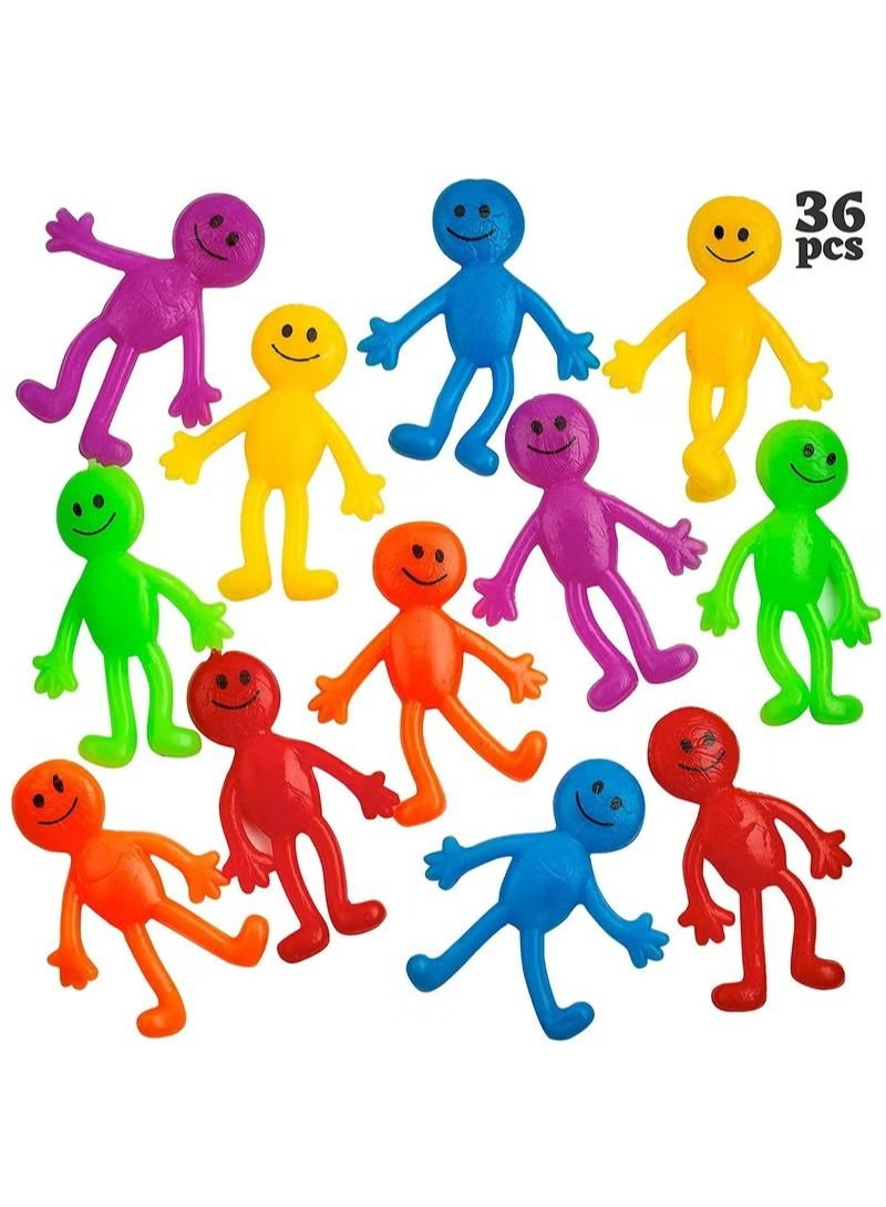 Girl Boy Kids Game Toy Stretchy bendable man (36 pack) assorted fun colors, a sticky, stretchable, slimy, gooey texture, toy for stress anxiety relief, great party favor, stocking stuffer for Children - Image 1