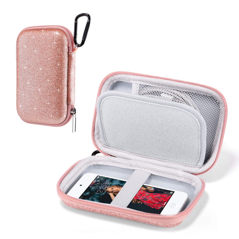 ULAK حقيبة حمل محمولة لحافظة مشغل MP3 MP4 ULAK للسفر لتنظيم iPod Touch 7/6/5 جيل/Soulcker/Sandisk مشغل MP3/G.G.Martinsen/Sony NW-A45/سماعات الأذن، كابل USB، بطاقات الذاكرة، لامع - Image 1