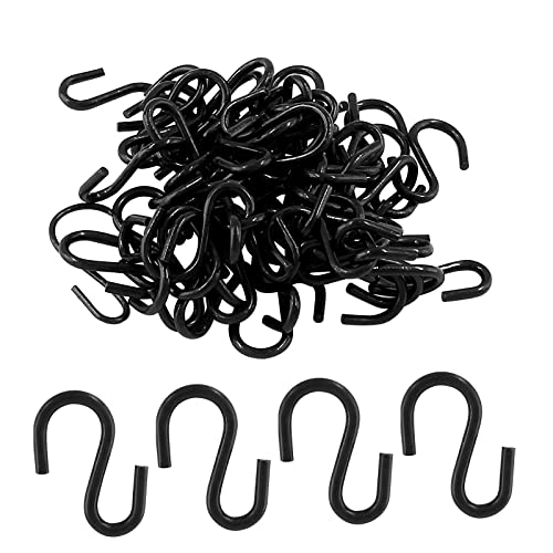 Rierdge Metal S Hooks, Black, 60 Pcs, S Shaped, 0.75' Length, 1.8mm Thickness, Wall Mount, Classic Style, Durable, Rustproof - Image 1