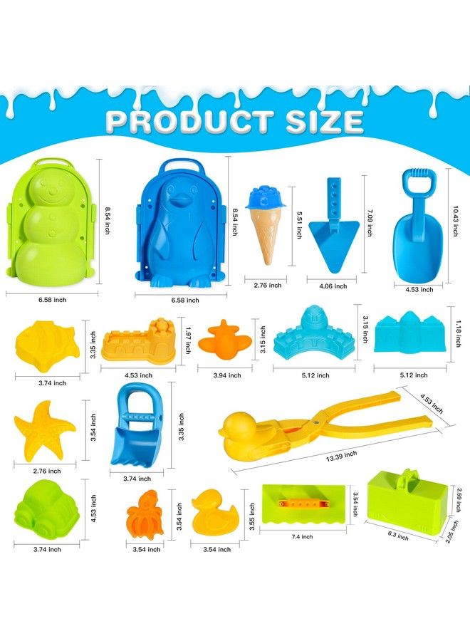 Max Fun 25 قطعة قوالب رمل ألعاب شاطئية أداة صنع كرات الثلج مجموعة ألعاب الثلج الشتوية مع مقبض لصنع أشكال كرات الثلج للقتال للأطفال والرضع والبالغين في الهواء الطلق قوالب الثلج والرمل - Image 5