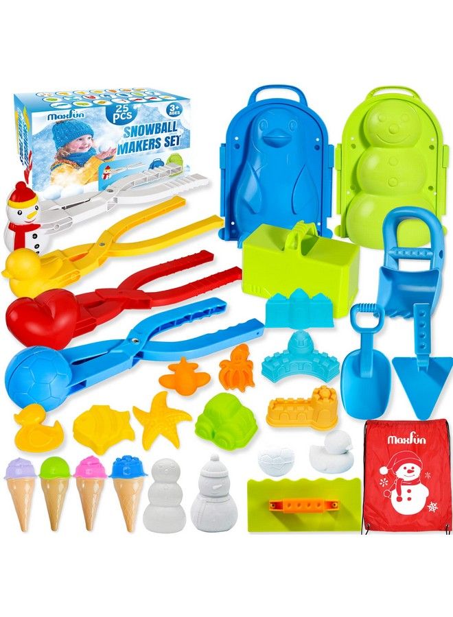 Max Fun 25 قطعة قوالب رمل ألعاب شاطئية أداة صنع كرات الثلج مجموعة ألعاب الثلج الشتوية مع مقبض لصنع أشكال كرات الثلج للقتال للأطفال والرضع والبالغين في الهواء الطلق قوالب الثلج والرمل - Image 2