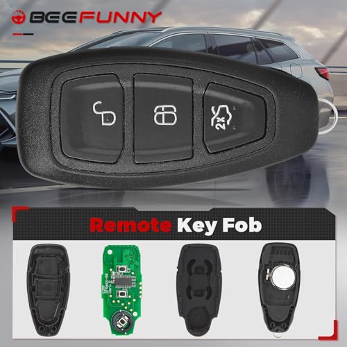 Beefunny Replacement Flip Remote Keyless Entry Key Fob for Ford Focus 2012-2019 C-Max 2013-2019 Fiesta 2011-2019 FCC ID:KR55WK48801 PN:164-R8048 3Buttons 434MHz 4D63Chip (with chip) - Image 3