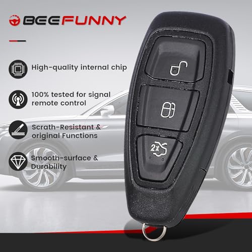 Beefunny Replacement Flip Remote Keyless Entry Key Fob for Ford Focus 2012-2019 C-Max 2013-2019 Fiesta 2011-2019 FCC ID:KR55WK48801 PN:164-R8048 3Buttons 434MHz 4D63Chip (with chip) - Image 5