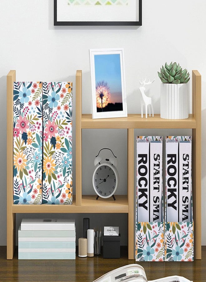 SUIN 4 Pack Foldable Magazine Holder, Seamless Floral Designered File-Boxes Desk File Organizer for Office/Home/School, Bright Flower - Image 2