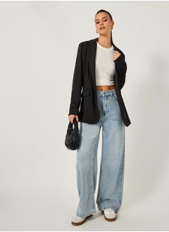 Styli High Rise Straight Fit Faded Jeans  - Image 1