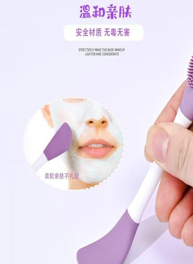 Samip Silicone Double-Head Face Mask Brush - Purple | Facial Mask Applicator, Makeup Remover Scrubber, Lip & Face Cleansing Exfoliating Brush, Body Butter Applicator - Image 2