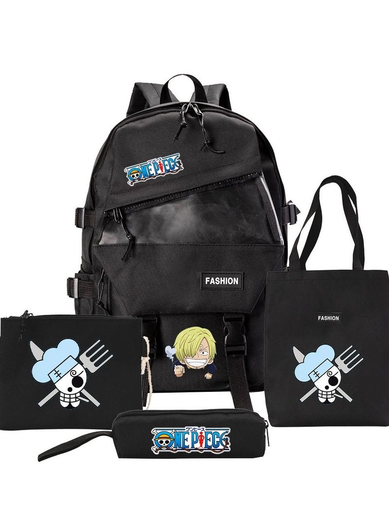 KUYING ONE PIECE Four Piece Printed Student Backpack Fashion Casual Combination 
