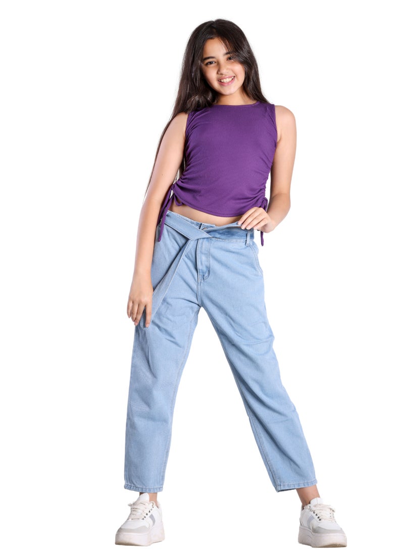 JBS DENIM Girls' light blue ribbon jeans - Image 1