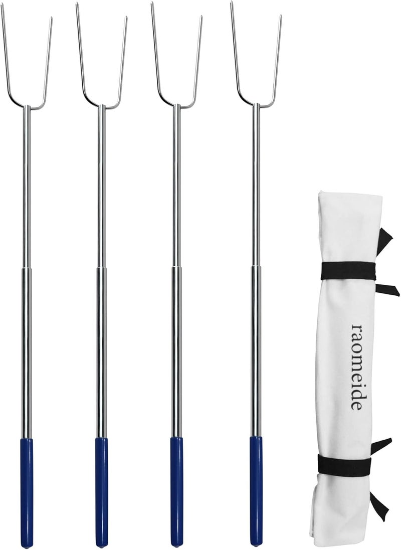 RAOMEIDE 32" Heavy Duty Hot Dog Roasting Sticks for Campfire, Smores Sticks for Fire Pit Long, Marshmallows Skewers (4 Pack) - Image 1