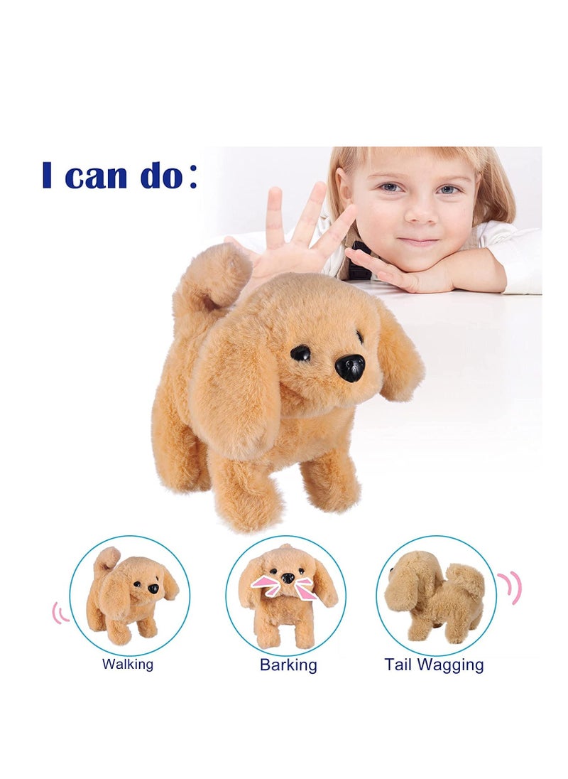 KASTWAVE Plush Interactive Toy Electronic Pet Plush Golden Retriever Toy Puppy Electronic Interactive Pet Dog Can Walking Barking Tail Wagging Stretching Companion Animal for Kids (Golden Labrador)  - Image 4