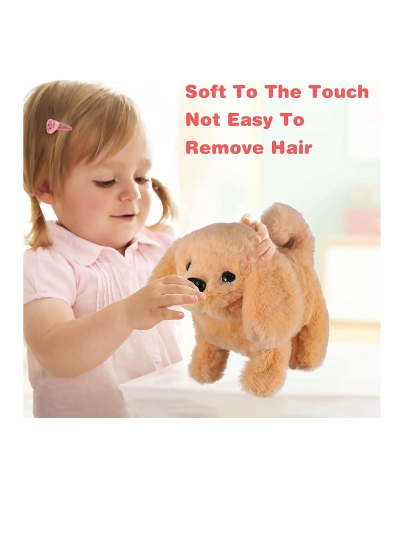 KASTWAVE Plush Interactive Toy Electronic Pet Plush Golden Retriever Toy Puppy Electronic Interactive Pet Dog Can Walking Barking Tail Wagging Stretching Companion Animal for Kids (Golden Labrador)  - Image 2