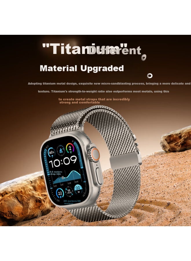 Bho Titanium Metal Milanese Watch Band With Parachute Buckle For Apple Watch S10/ultra2, Iwach S9/8/7/6/se - Image 2