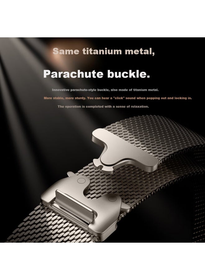 Bho Titanium Metal Milanese Watch Band With Parachute Buckle For Apple Watch S10/ultra2, Iwach S9/8/7/6/se - Image 4