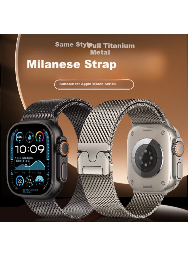 Bho Titanium Metal Milanese Watch Band With Parachute Buckle For Apple Watch S10/ultra2, Iwach S9/8/7/6/se - Image 1