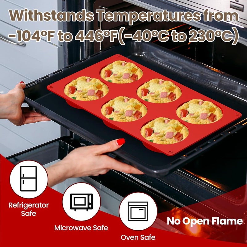 Redfly Silicone Egg Molds for Breakfast Sandwiches 3 Pcs, Non Stick 3 Inch Egg Bites Baking Pans, Silicone Muffin Pans for Baking, Round Muffin Top Pan for Whoopie Pie Pan, Tarts, Quiche - Image 5