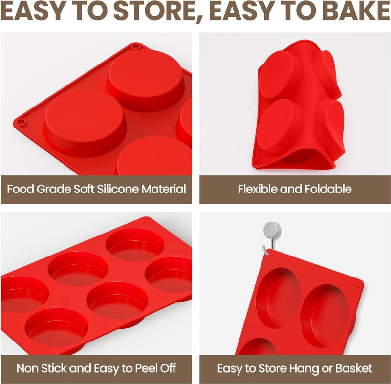 Redfly Silicone Egg Molds for Breakfast Sandwiches 3 Pcs, Non Stick 3 Inch Egg Bites Baking Pans, Silicone Muffin Pans for Baking, Round Muffin Top Pan for Whoopie Pie Pan, Tarts, Quiche - Image 3