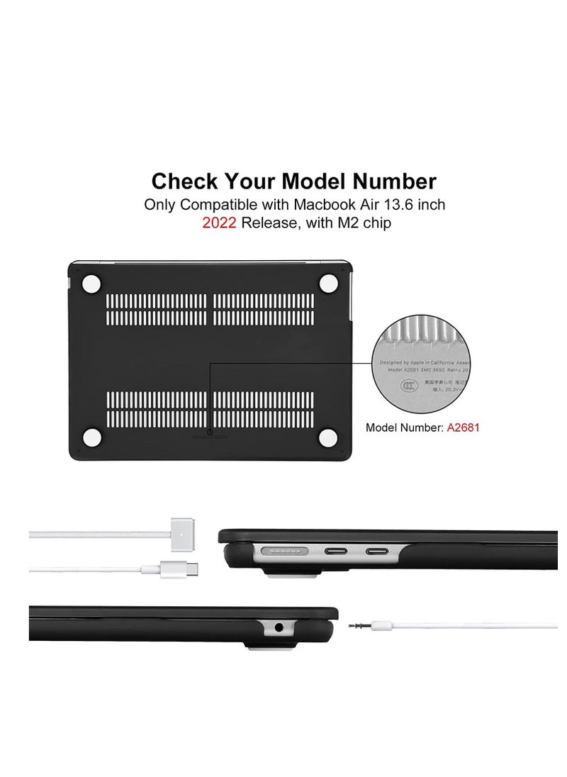 Generic 3 in 1 Case Compatible with 2022 MacBook Air 13.6 inch M4 Chip A3240 2025 and M3 Chip A3113 2024 and M2 Chip A2681 2022, Plastic Hard Shell Case & Keyboard Cover & Screen Protector, Matte Black  - Image 2