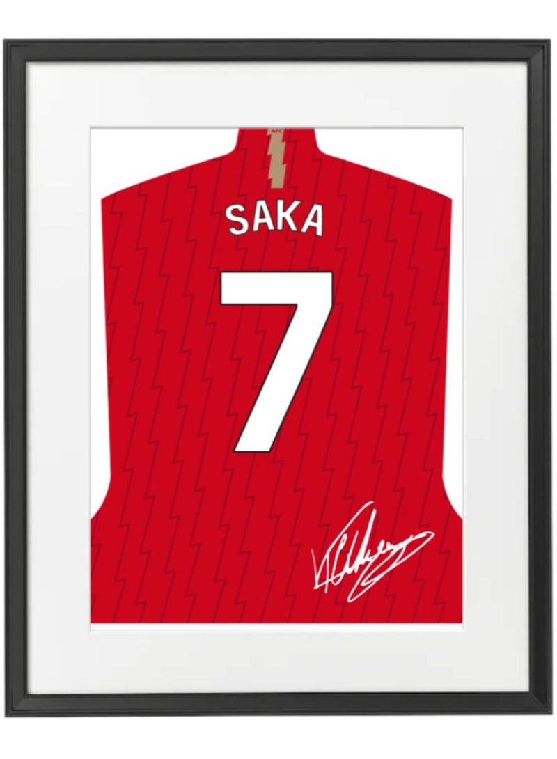 Boomah Accessories Bukayo Saka Arsenal Autographed Jersey Poster with Frame 50x40cm