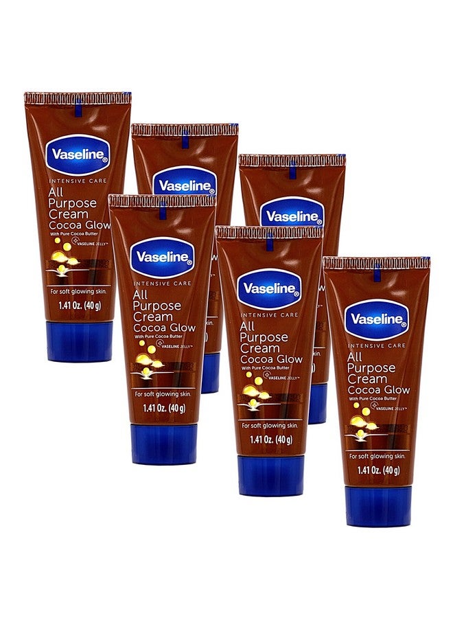 Vaseline All Purpose Cream Cocoa Glow, with Pure Cocoa Butter, 6-Pack, 1.41 FL Oz Each, 6 Tubes - Image 1