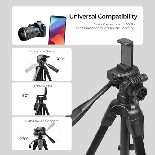 HIFFIN® HF-550 Professional Aluminum Tripod & Monopod with 165CM Max Height | Swivel Ball Head, 4-Section Adjustment, 7kg Load Support | Perfect for DSLR & Video Camcorders - Image 2
