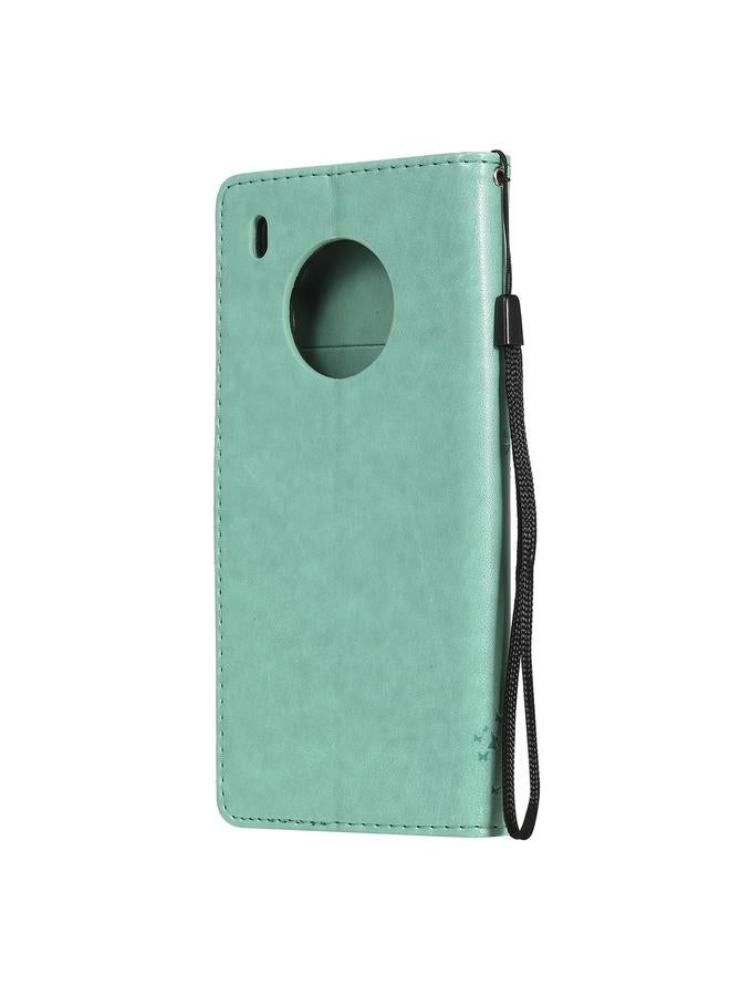 S-TOP Case For Huawei Y9a Tree & Cat Pattern Pressed Printing Horizontal Flip PU Leather Case with Holder & Card Slots & Wallet & Lanyard - Image 3