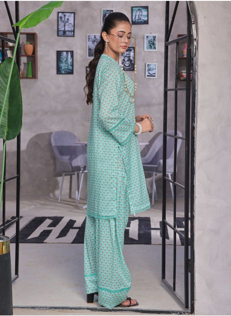 SAPHRON Retro – Stitched Luxury –Pakistani Digital Lawn 2PC with Farshi Shalwar  - Image 2