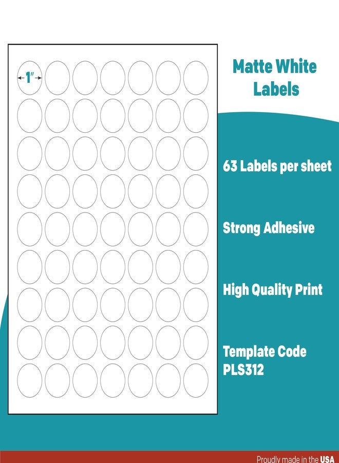 Premium Label Supply White Sticker Round Labels – 1" Circle – Laser/Inkjet Compatible – (63 per Sheet), 100 Sheets – 6,300 Total Adhesive Labels - Image 4