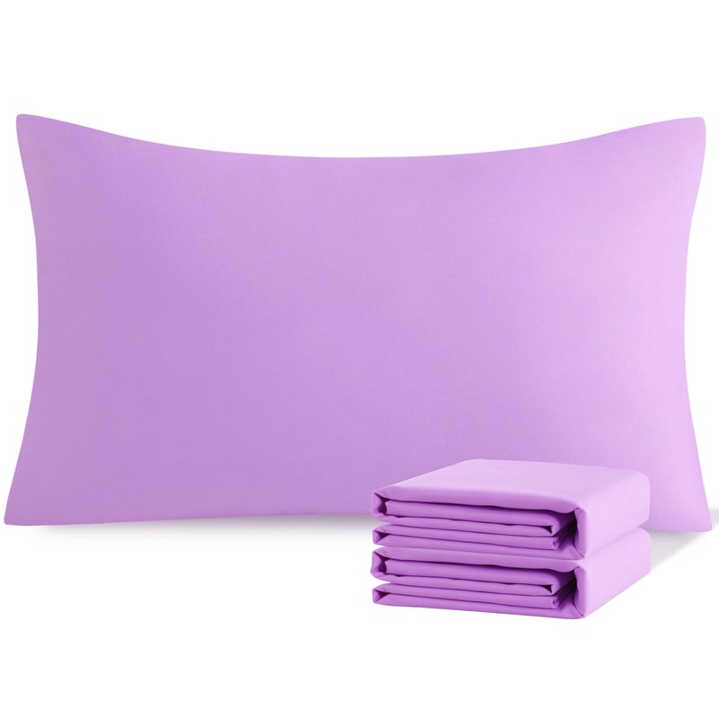 NTBAY 1800 Thread 100% Brushed Microfiber King Pillow Cases Set of 2  Super Soft and Cozy  Wrinkle  Fade  Stain Resistant with Envelope Closure 20x36 Pillowcases  20x36 Inches  Light Purple - Image 1