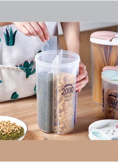 CATANES Clear Airtight Cereal Storage Food Container With Lids For Sesame Flour Dry Food 2000Ml -A 15x15x26 Cm Multicolour  - Image 4
