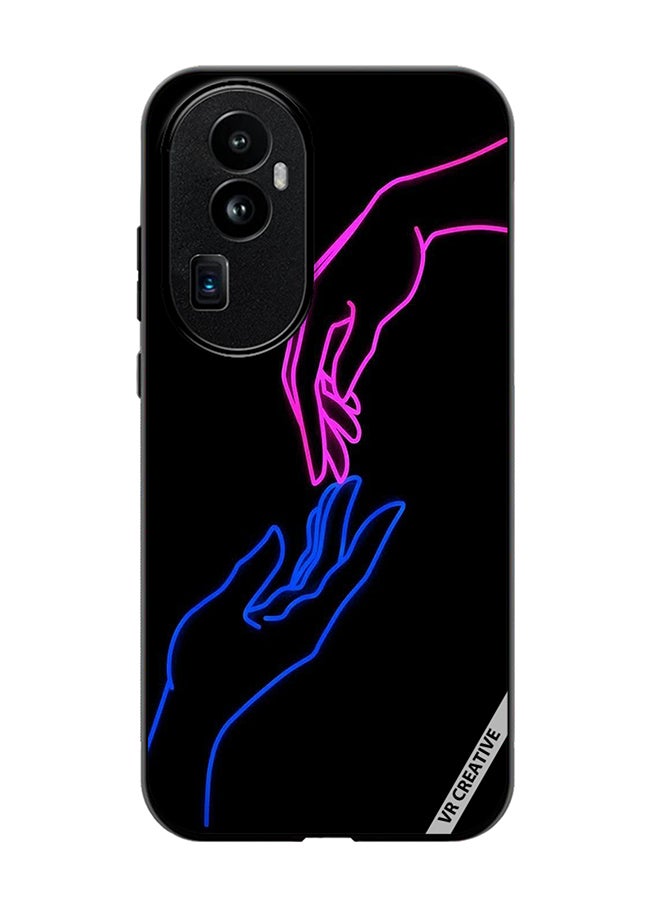 VR CREATIVE Protective Case Cover For Oppo Reno 10 Pro Plus Hands In Neon Lights Design Multicolour - Image 1