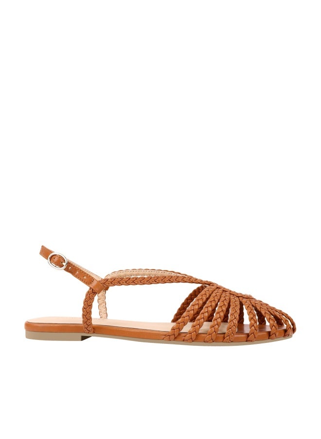 PIZZ ANNU Women's Sophia Braided Flat Sandals Comfortable Memory Foam Walking Shoes Summer Gladiator Slingback Ankle Strap Strappy Sandals, Brown 7 - Image 1