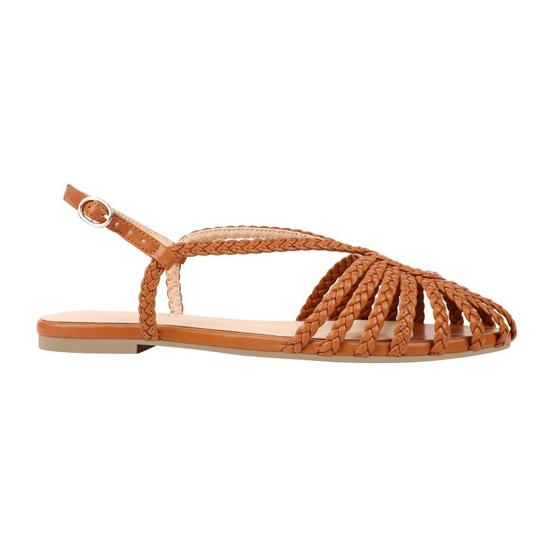 PIZZ ANNU Women's Sophia Braided Flat Sandals Comfortable Memory Foam Walking Shoes Summer Gladiator Slingback Ankle Strap Strappy Sandals, Brown 7 - Image 5