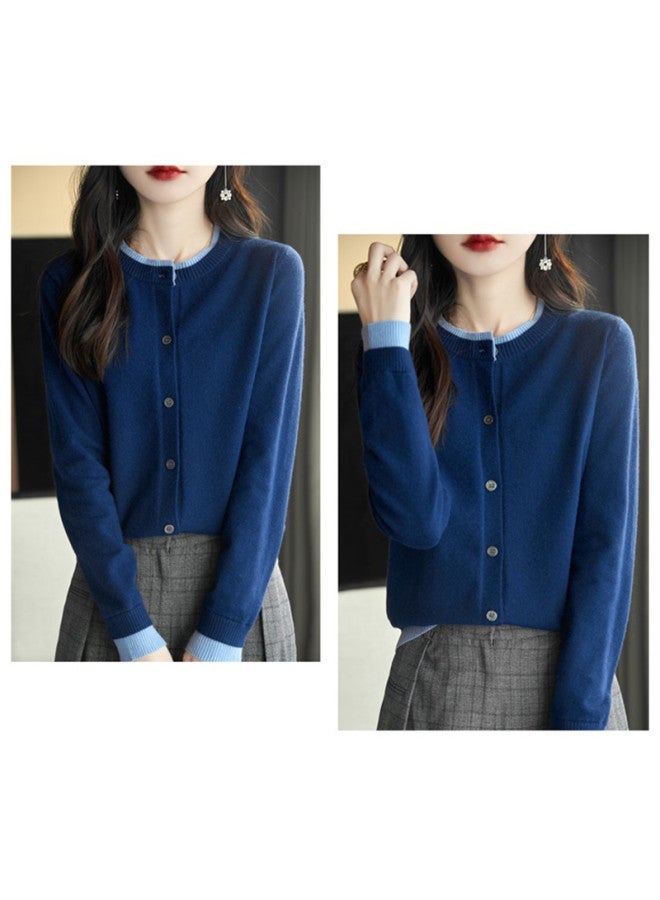 XINYANG Lightweight Women's Jacket, False Two-piece Knit Cardigan, 2025 Spring Color-block Sweater Coat, Round Neck Long-sleeve Top - Image 5