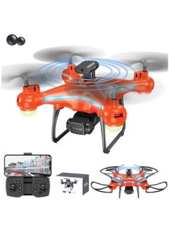 DIGI CORE ZFR F192 Drone 90° Remote ESC Multifunctional Mini Drone Optical Flow Positioning, Handless Mode, Altitude Mode, 306° Flip, WiFi, One Key Return, Obstacle Avoidance & LED Light Orange/Black  - Image 1