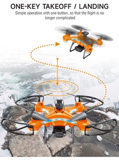DIGI CORE ZFR F192 Drone 90° Remote ESC Multifunctional Mini Drone Optical Flow Positioning, Handless Mode, Altitude Mode, 306° Flip, WiFi, One Key Return, Obstacle Avoidance & LED Light Orange/Black  - Image 2
