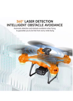 DIGI CORE ZFR F192 Drone 90° Remote ESC Multifunctional Mini Drone Optical Flow Positioning, Handless Mode, Altitude Mode, 306° Flip, WiFi, One Key Return, Obstacle Avoidance & LED Light Orange/Black  - Image 4