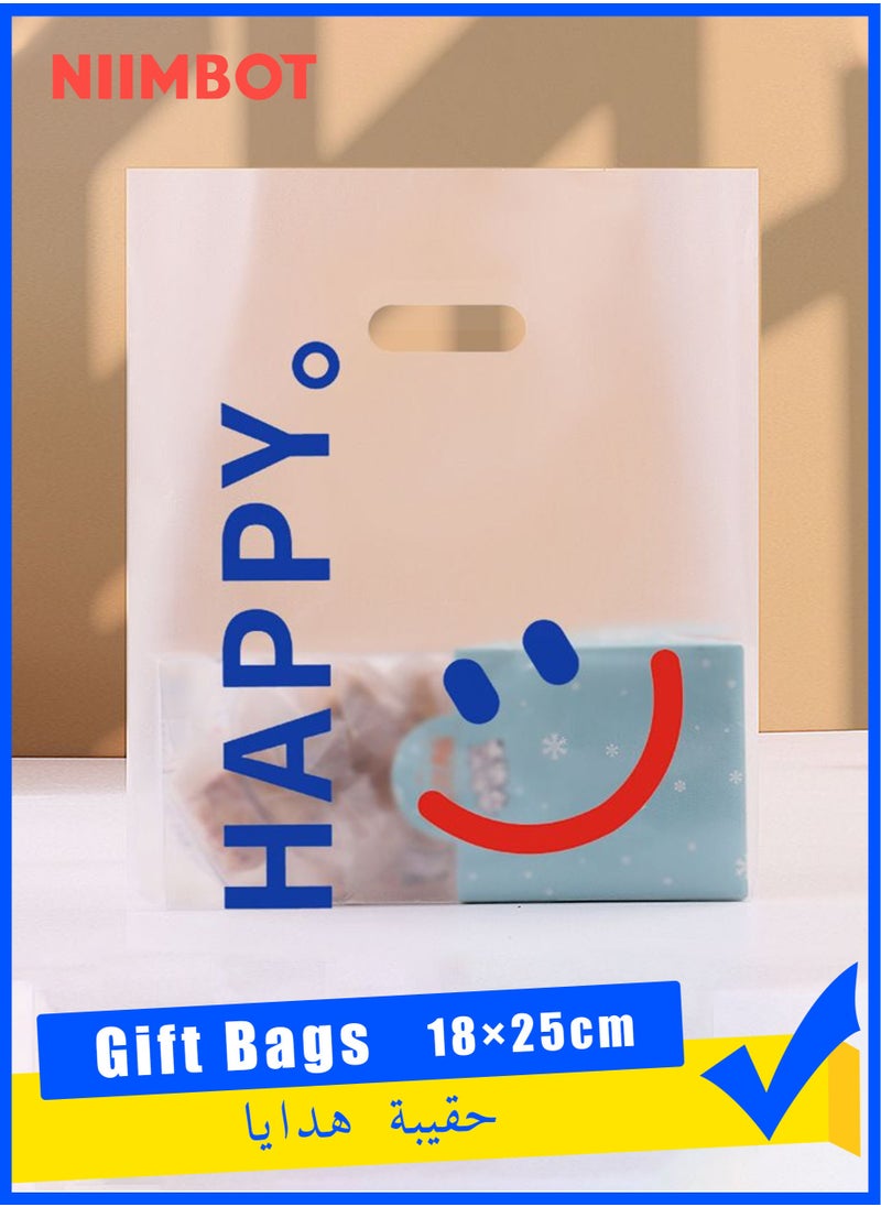 NIIMBOT 50 Pieces Reusable Transparent Bags For Gifts And Distributions Decorated With Flowers, Food Bags, Clear Bags, Flower Bags, Happy Bags, Clear 18×25cm  - Image 1