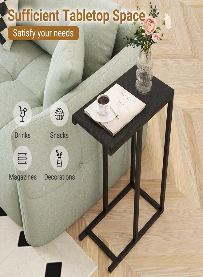 Tangkula Sofa Side Table, C Shaped End Table for Sofa Couch and Bed, Snack Table Slide Under Couch End Table for Living Room, Black - Image 3