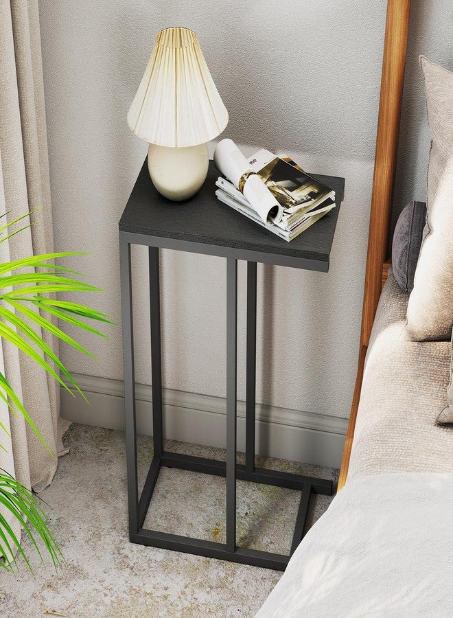 Tangkula Sofa Side Table, C Shaped End Table for Sofa Couch and Bed, Snack Table Slide Under Couch End Table for Living Room, Black - Image 2