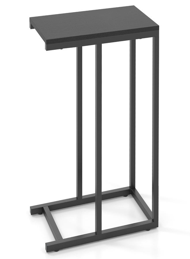 Tangkula Sofa Side Table, C Shaped End Table for Sofa Couch and Bed, Snack Table Slide Under Couch End Table for Living Room, Black - Image 1