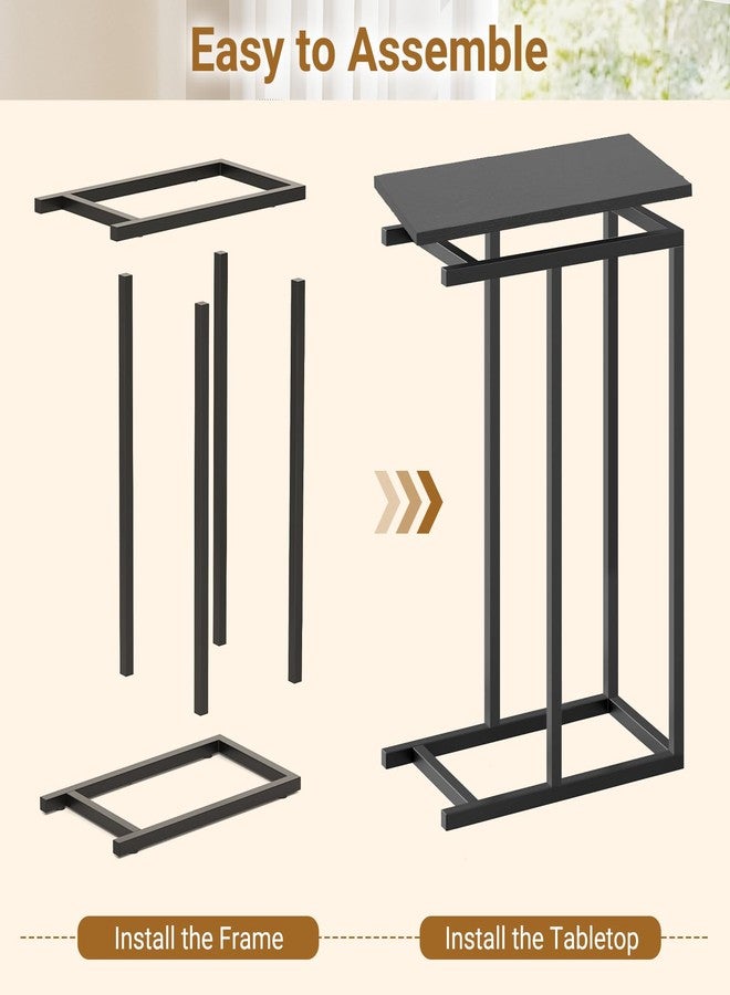 Tangkula Sofa Side Table, C Shaped End Table for Sofa Couch and Bed, Snack Table Slide Under Couch End Table for Living Room, Black - Image 5