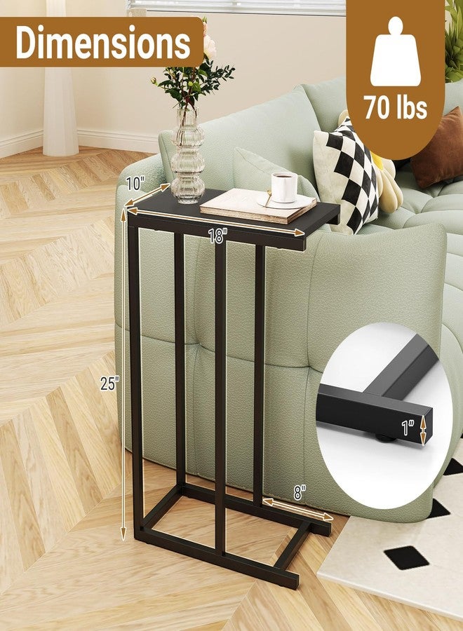 Tangkula Sofa Side Table, C Shaped End Table for Sofa Couch and Bed, Snack Table Slide Under Couch End Table for Living Room, Black - Image 4