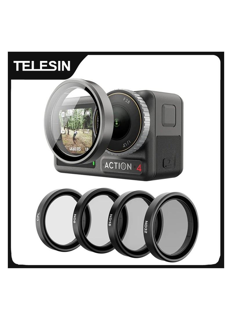 تيليسن مجموعة مرشحات العدسات  CPL ND8 ND16 ND32 بإطار من سبائك الألومنيوم لعدسات DJI OSMO Action 3 4 ND CPL وملحقات كاميرا الحركة  - Image 1