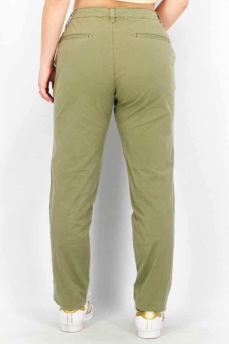 EDC سروال تشينو نسائي بقصة عادية وخصر عالي، زيتوني - Image 3