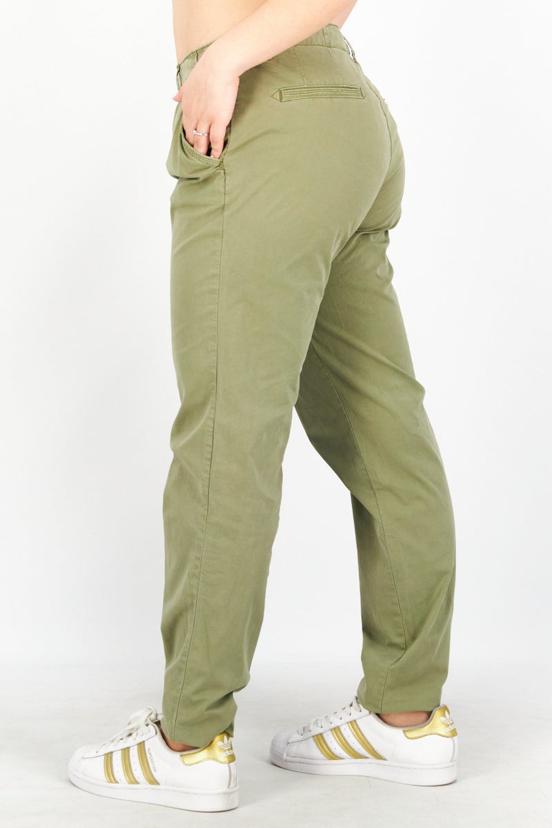 EDC Women Regular Fit High Waist Chino Pants, Olive - Image 2