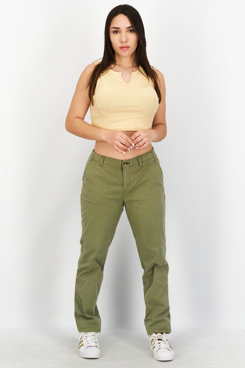 EDC Women Regular Fit High Waist Chino Pants, Olive - Image 4