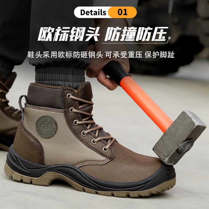Anti-Static Labor Protection Shoes For Men, Anti-Smash High-Top Anti-Puncture Work Shoes, Wear-Resistant Safety Protection, Breathable Old Shoes - Image 4