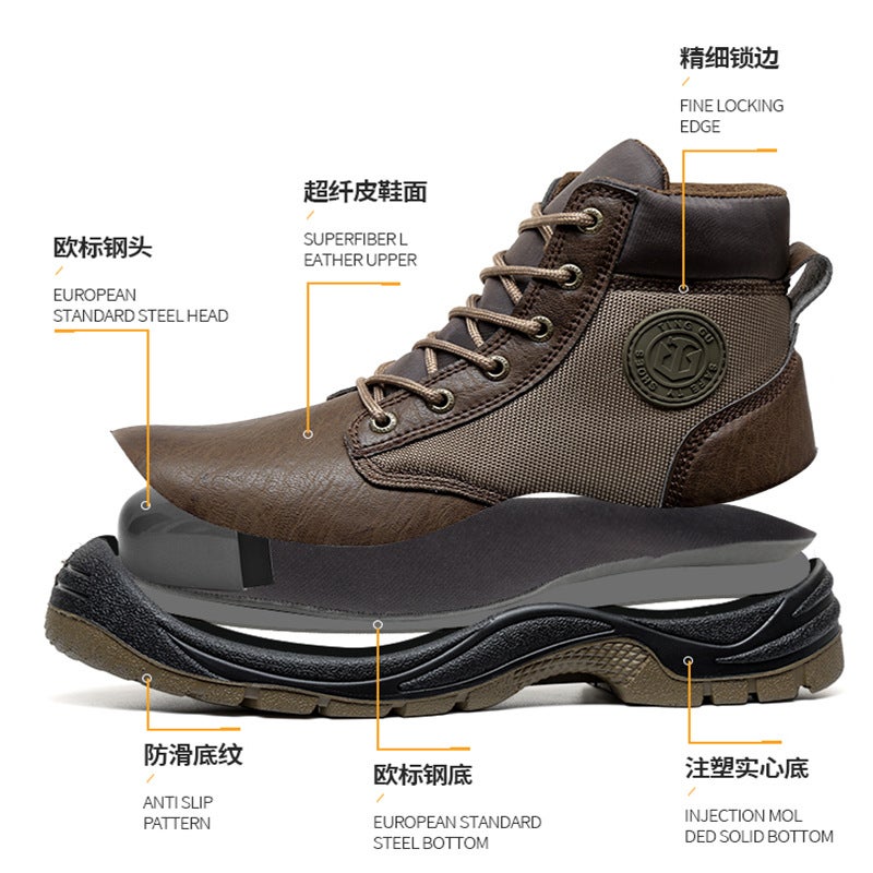 Anti-Static Labor Protection Shoes For Men, Anti-Smash High-Top Anti-Puncture Work Shoes, Wear-Resistant Safety Protection, Breathable Old Shoes - Image 3