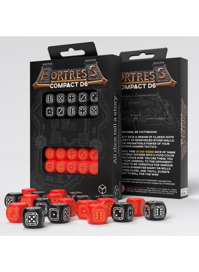 Q WORKSHOP حصن مدمج D6: أسود وأحمر من Q-Workshop، نرد لألعاب الطاولة RPG، للاعبين 1+ والأعمار 14+